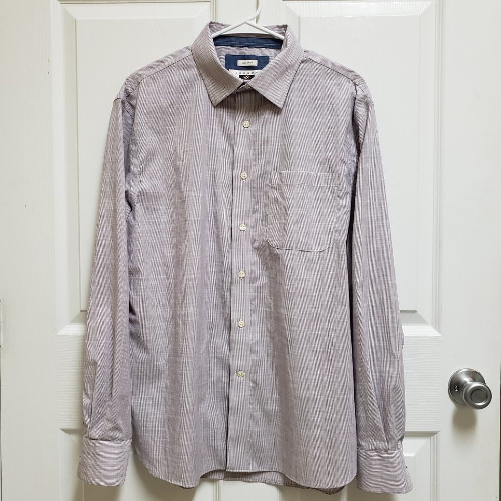 Joseph Abboud Men's L Purple Striped Long Sleeve Button Down Shirt No Iron